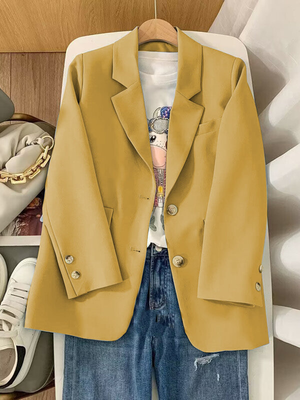 여성용 캐주얼 루즈 코트, 긴팔 상의, 우아한 재킷, 오피스 레이디, 공식 의류, 용수철 블레이저, 신제품