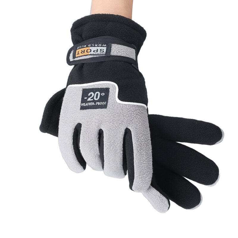 Мужские зимние теплые флисовые перчатки с температурой до-20 ℃, теплые плотные перчатки для велоспорта и снега, варежки из флиса для мужчин, ветрозащитные перчатки для снега и спорта