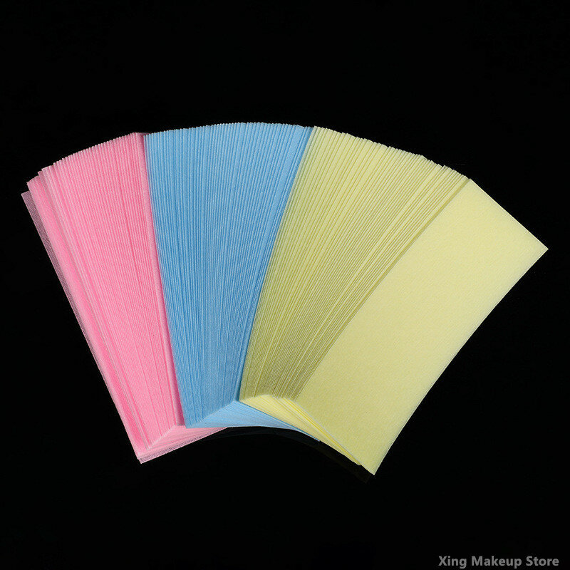 New 100pcs/pack Pink Blue Yellow Nonwoven Hair Removal Wax Paper Body Leg Arm Hair Removal Epilator Wax Strip Paper Roll 2#