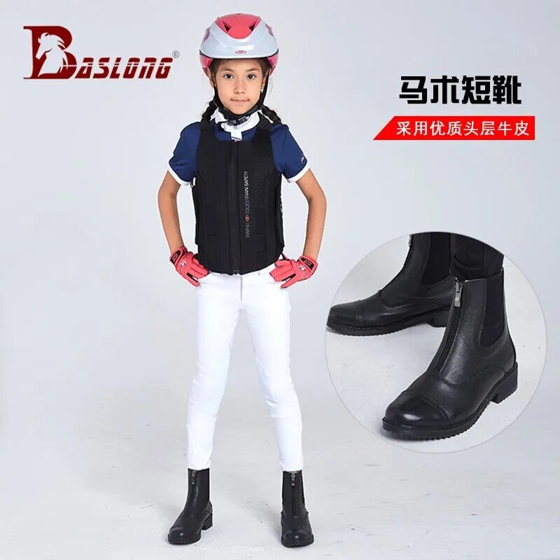 Botas equestres padrão para crianças, botas de cavaleiro profissional antiderrapante para equitação masculina