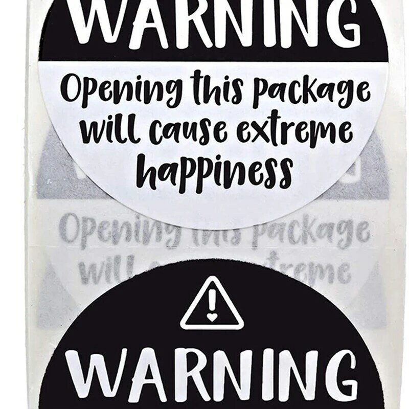 500 buah label Sricker peringatan hitam dan putih, label kebahagiaan ekstrem