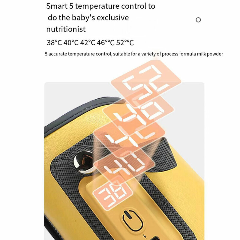 Portable USB Bottle Warmer – LCD Display 5-Level Temperature Control Wide Application PU Premium PU Orange