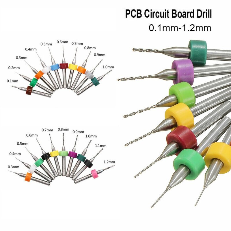 マイクロPCbドリルビットセット、PCB回路、小型ボード印刷、smt CNC用超硬ドリル、プラスチック、銅、0.1mm-1.2mm、10個