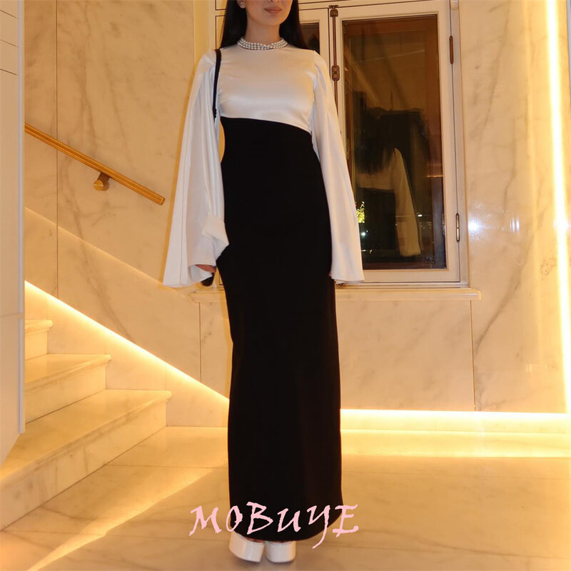 Gaun pesta wanita MOBUYE, gaun pesta elegan mode malam lengan panjang panjang selantai, gaun Prom kerah O populer 2024