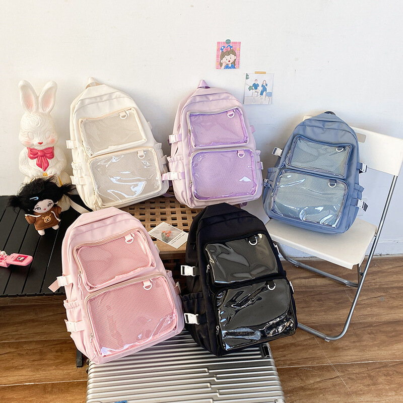 Японский кавайный женский рюкзак, новинка 2024, прозрачный рюкзак большой вместимости, рюкзак Ita, школьные сумки для студентов колледжа JK