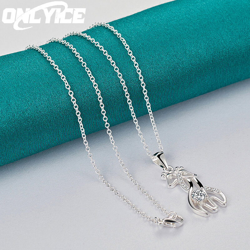Cute 925 Sterling Silver Necklace For Women Man Wedding 16-30 Inch Zircon Two Giraffes Pendant Fashion Jewelry Christma Gifts