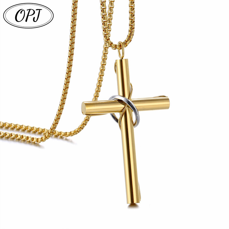 OPJ European And American Exaggerated Domineering Oversized Cross Love Winding Steel Wire Pendant Jewelry