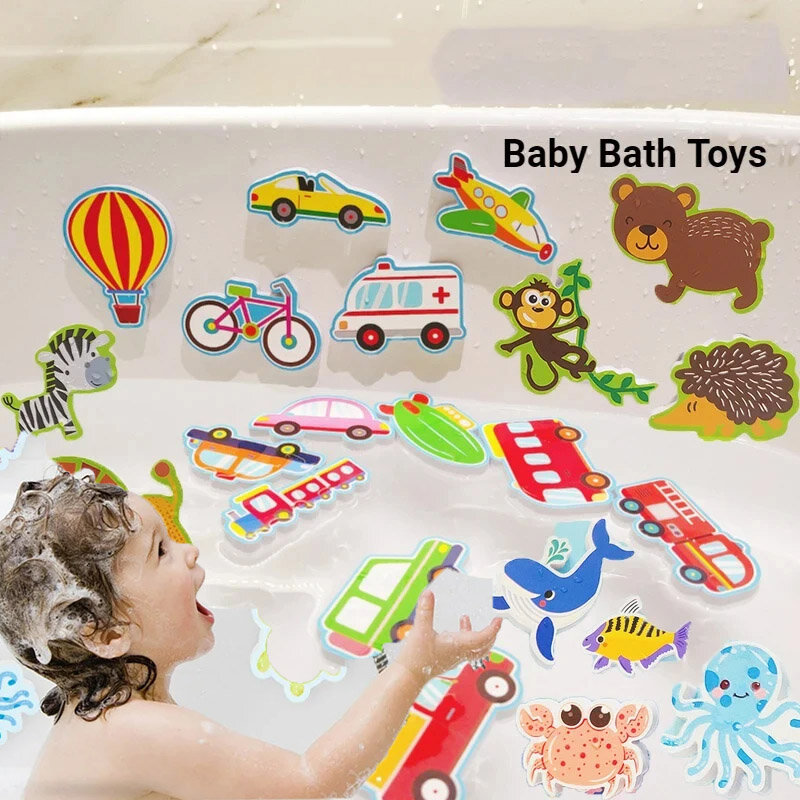 Babybadje Speelgoed Auto Boot Cognitieve Drijvende Speelgoed Schuim Eva Puzzel Baden Speelgoed Voor Kids Kinderen Badkamer Spelen Water Game speelgoed