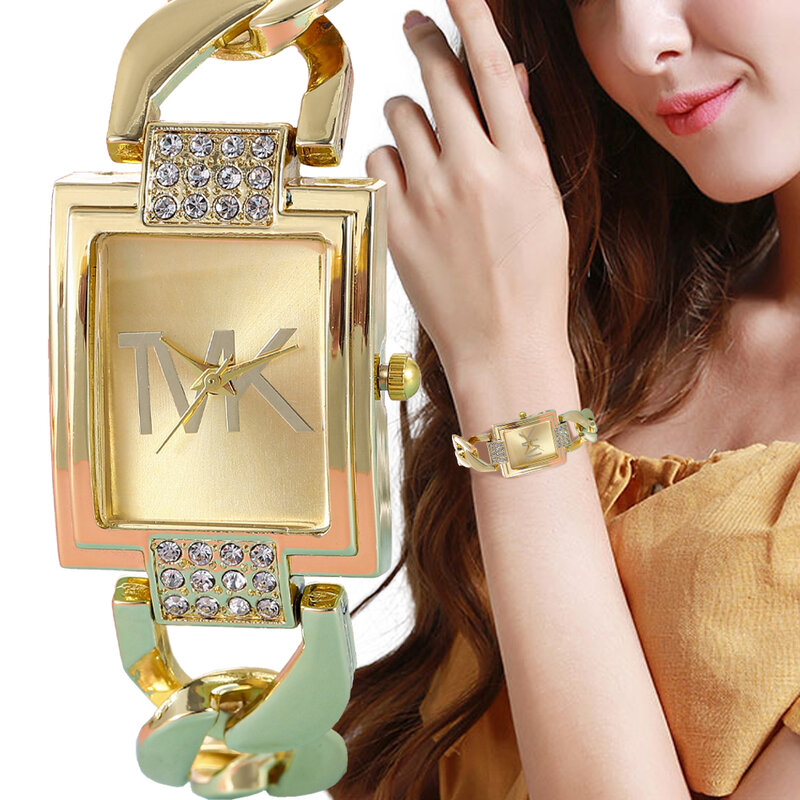 Luksusowa marka damski zegarek moda elegancki styl taśma metalowa kwadratowy modny zegarek kwarcowy dla kobiet zegarek damski zegar