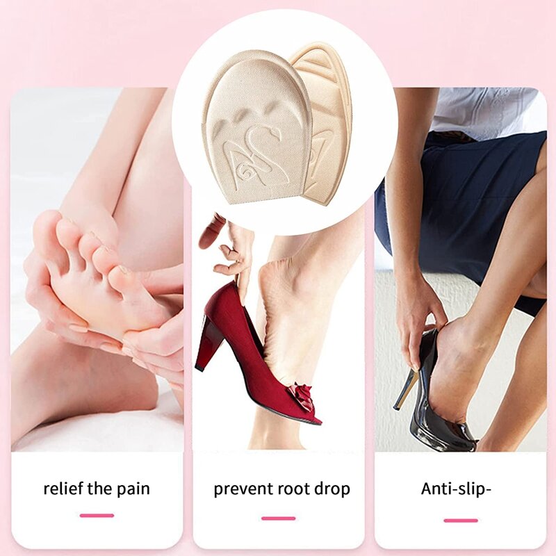 Forefoot Pad สำหรับรองเท้าส้นสูงผู้หญิงครึ่ง Insole Toe ปลั๊กลดขนาดรองเท้า Anti-Slip Anti-Pain Pads Pain Relief insoles สำหรับรองเท้า