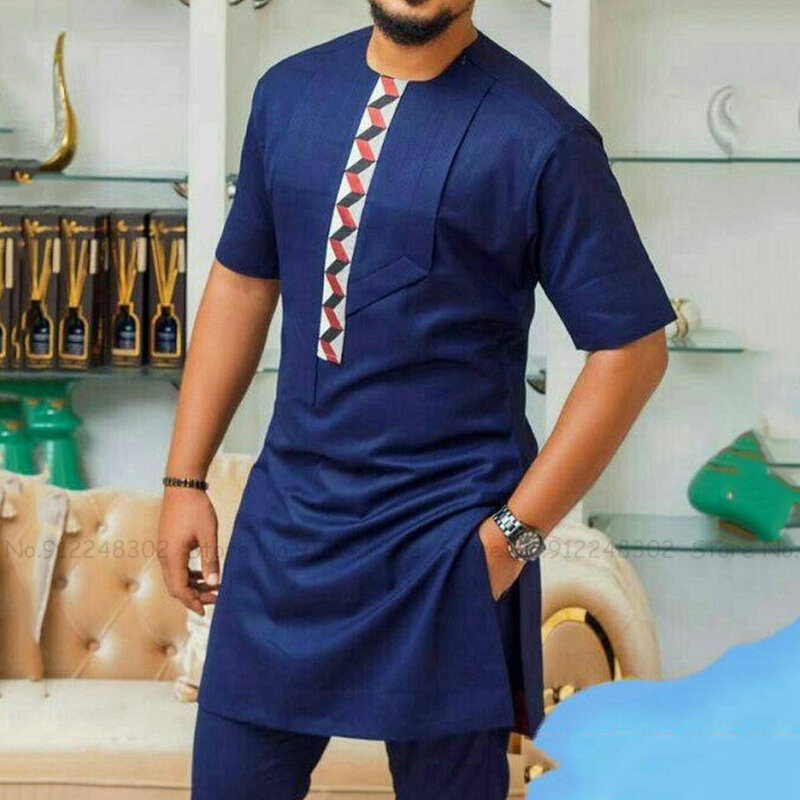 Uomini africani Jubba Thobe Loose Dashiki blusa Riche Bazin t-shirt Dubai top musulmani moda Casual Tee shirt abbigliamento islamico