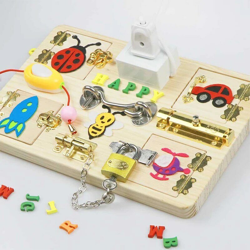 EDUBUSYIU dziecko zajęta deska montessori zabawka dla dzieci malucha diy elementy drewniana zabawka ruchliwe zabawki dla dzieci wczesna edukacja