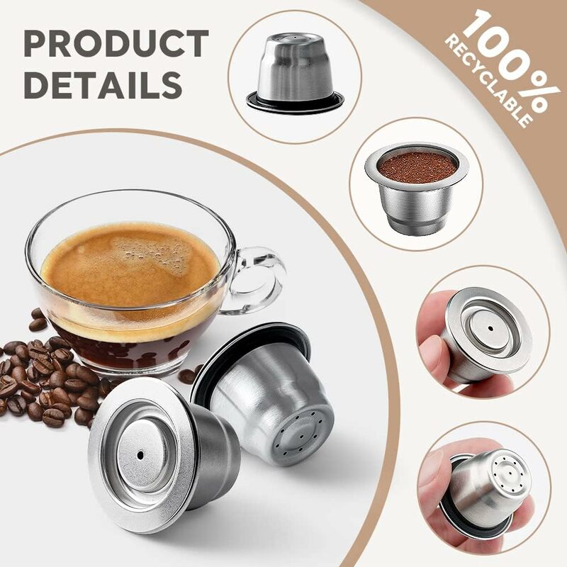 Filtros De Café Reutilizáveis para Nespresso, Cápsula De Aço Inoxidável, Pods Reutilizáveis, Crema Espresso, Café Acessórios