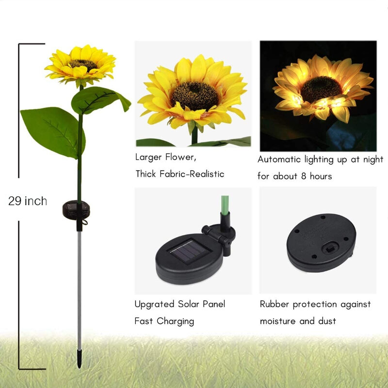 Solar Sonnenblumen lichter LED wasserdichte Landschafts lichter Smart Light Control Außen leuchten für Hof/Weg/Rasen Garten Dekor