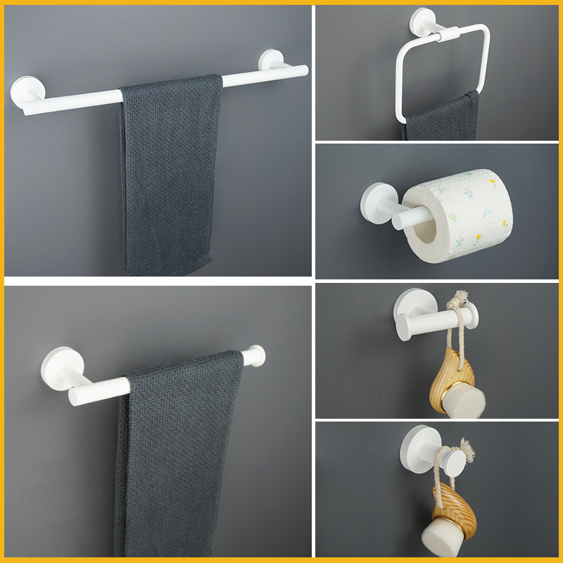 Alta qualidade wall-mounted conjunto de ferragens do banheiro ganchos casaco toalheiro anel barra suporte de papel 304 aço inoxidável branco