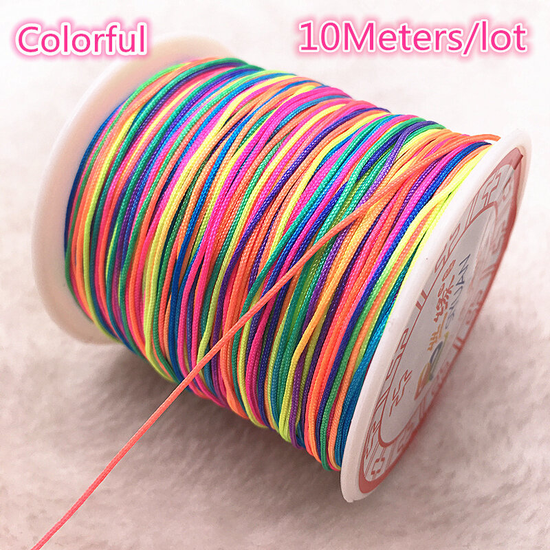 Nylon Cord Thread para nó chinês, Macramé Cord, pulseira de corda trançada, DIY borlas, Beading Thread, 0,8mm, 1,0mm, 10 m/Lot