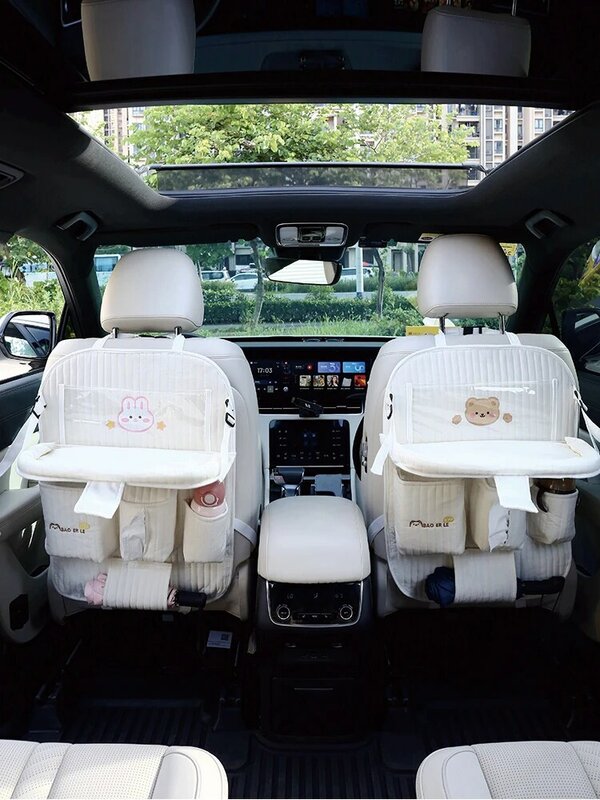 Car Seat Tray Car Seat Back Storage Bag Multifunctional Car Children Seat Back Folding Table  Kids Travel Tray