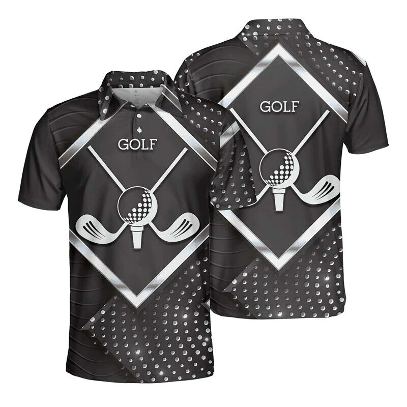 Mode 3d Golf Print Polo Shirt Voor Mannen Comfortabele Trend Harajuku Streetwear Casual Revers Shirt Met Korte Mouwen Oversized Top