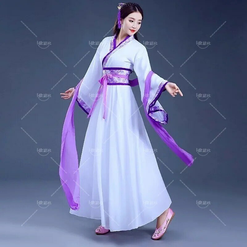 Traje chinês antigo para mulheres e meninas, fada Cosplay, vestido Hanfu, bordado, floral, terno Tang, roupa do festival, dança folclórica