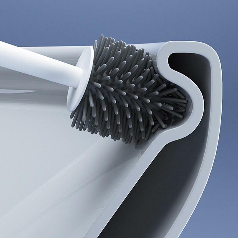 Scopino per wc con Set di supporti Scrubber per ciotole in Silicone con supporto spazzola riutilizzabile per forniture per la pulizia della toilette vasca da bagno e bagno