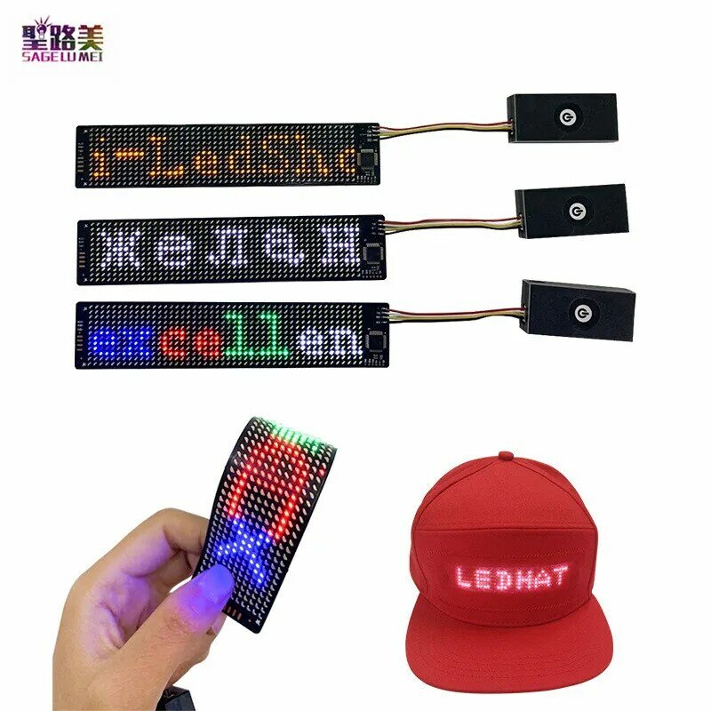 Bluetooth Programmable Flexible LED Module Phone App Battery Control Soft Thin Display Screen For Hat Bag T-Shirt Face Mask DIY