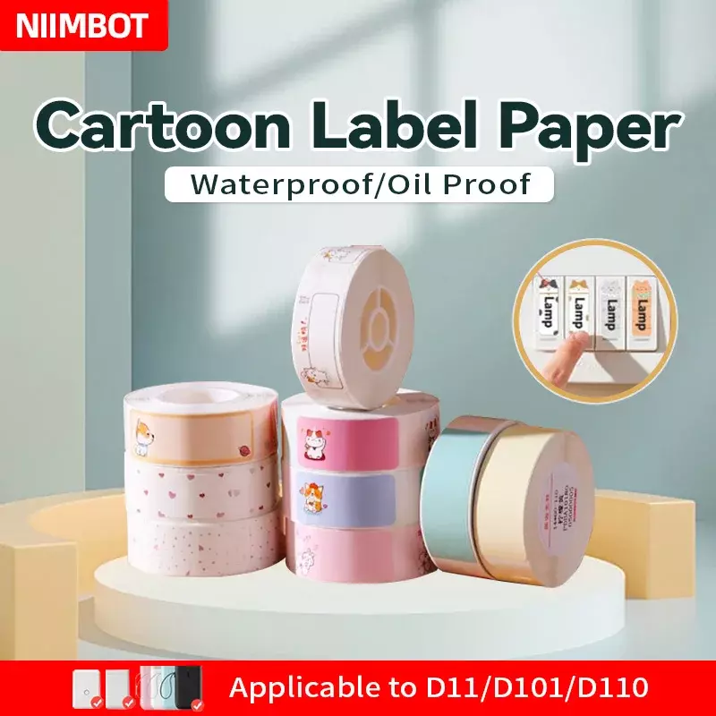 Niimbot กระดาษ D11 D101 D110สีการ์ตูนกันน้ำพิมพ์ลายเด็กอนุบาลเร็วสำนักงานบ้านพอร์ตอัจฉริยะ