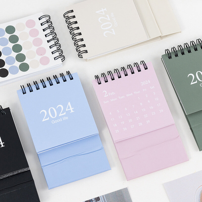 1 Stuk 2024 Mini Schattige Bureaukalender Kawaii Desktop Decoratie Creatieve Kalender Dagelijkse Planner Jaarlijkse Agenda Kantoorgeschenken