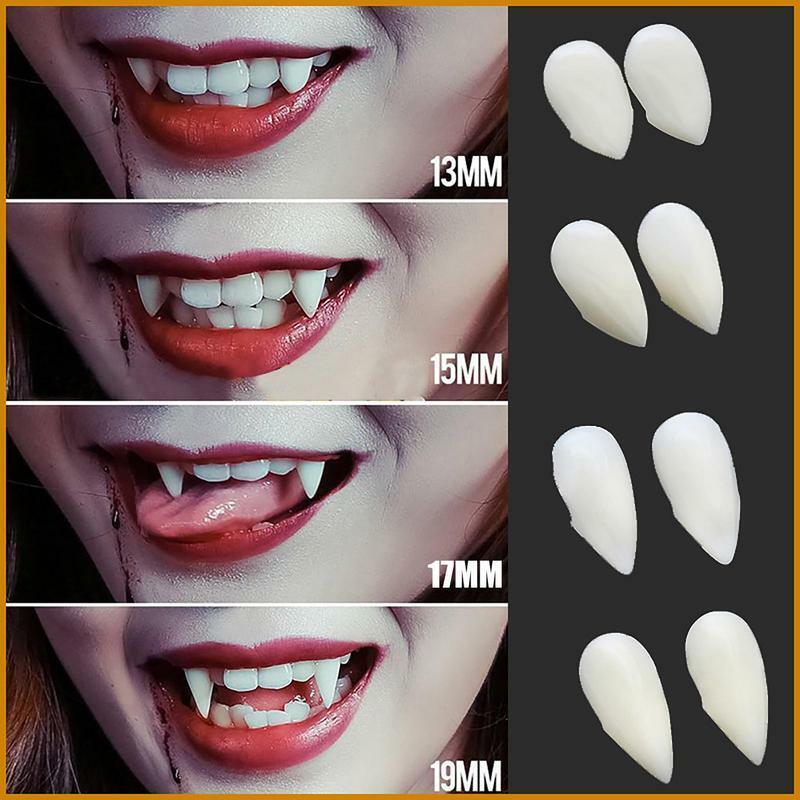 Accesorios de disfraz de dientes de vampiro de Halloween, dentaduras de vampiro realistas para fiesta de Halloween, accesorios de disfraces, recuerdo de fiesta