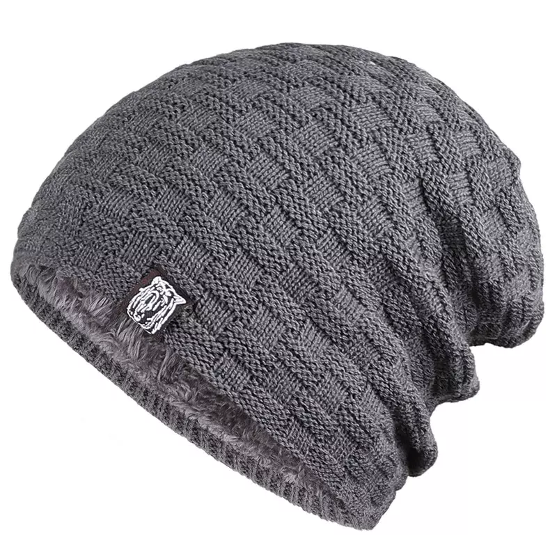 Cappello di peluche da uomo invernale fodera berretti sport all'aria aperta tenere al caldo Skullies lavorati a maglia