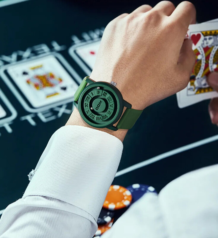 DOM jam tangan pasangan teknologi tinggi, arloji tren kepribadian kreatif roller pointer magnetik tahan air mode pria dan wanita