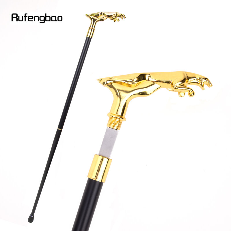 Золотая Роскошная леопардовая ручка, трость со скрытой пластиной, модная трость для самообороны, трость для косплея, трость 93 см