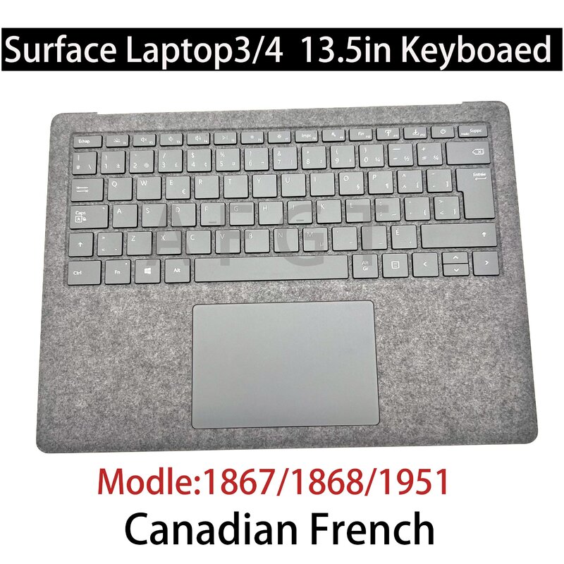 ใหม่13.5 "สำหรับ Microsoft Surface Laptop3/4 1867 1868 1872 1951สีเทาแป้นพิมพ์ Palmrest ปก BacklightFR ทดสอบ