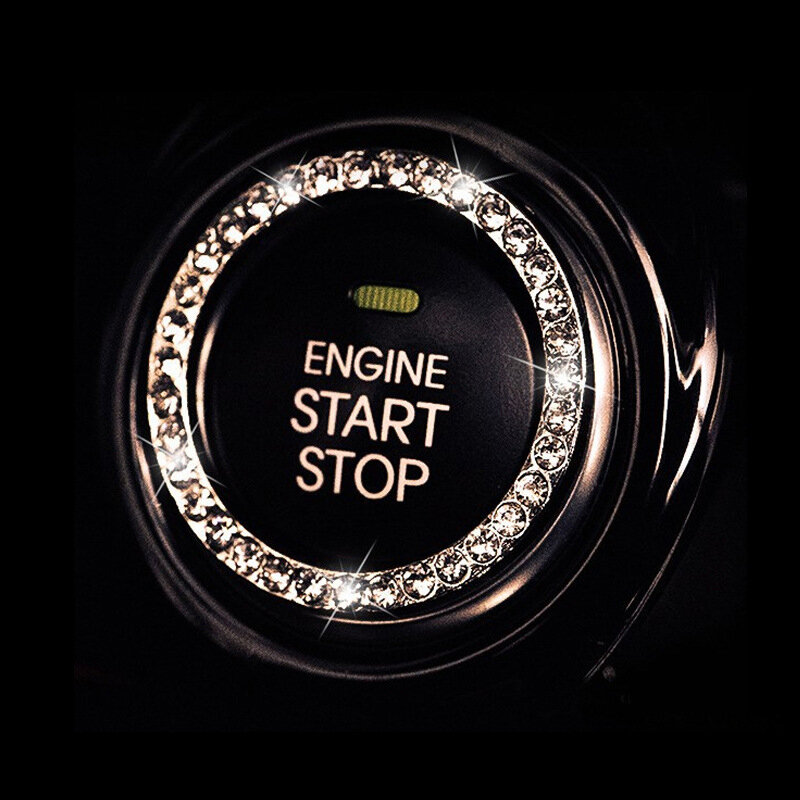 Kryształowy zapłon silnika Onekey Start Stop przełącznik wciskany osłona ochronna Bling Girls akcesoria samochodowe ozdoby do wnętrza samochodu