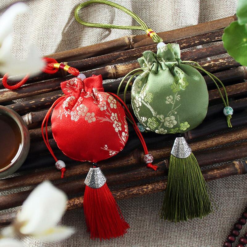 Bolsita de estilo chino con patrón de dragón Retro, bolsas de almacenamiento colgantes bordadas, bolsa con cordón colgante para joyería, bolsas de regalo