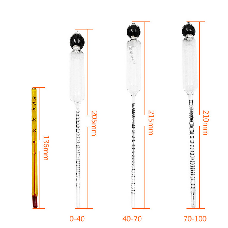 4 buah hidrometer alkohol, penguji hidrometer alkohol meja konversi termometer (hanya berlaku untuk