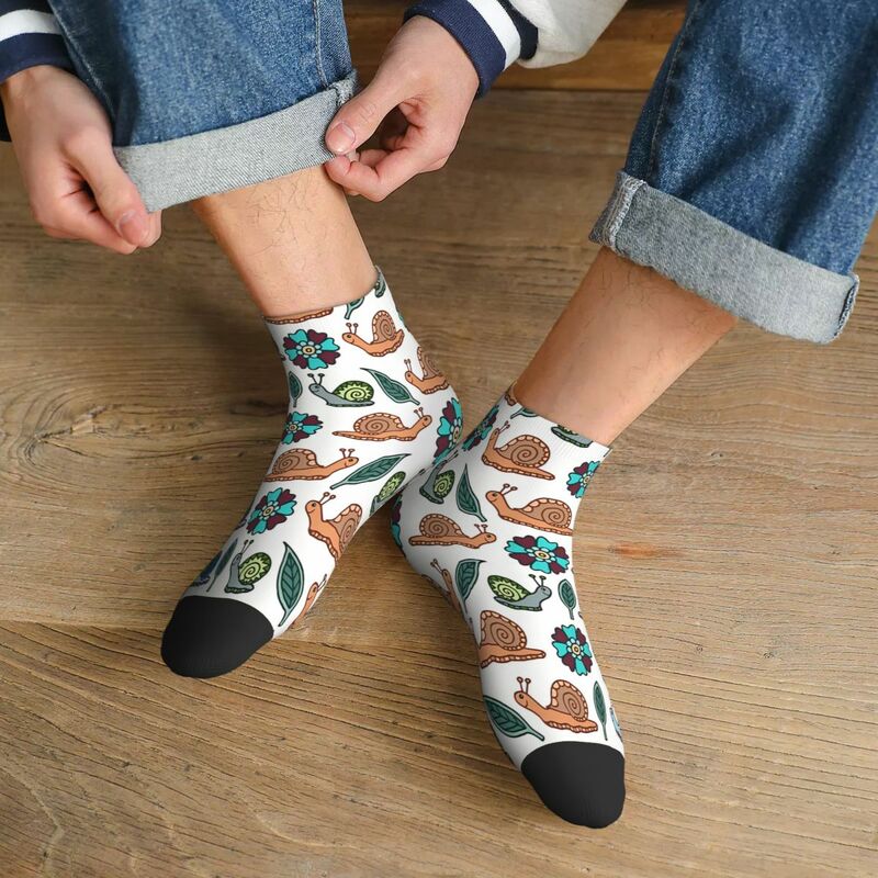 Calcetines tobilleros con diseño de caracoles para hombre y mujer, medias de poliéster para primavera y jardín