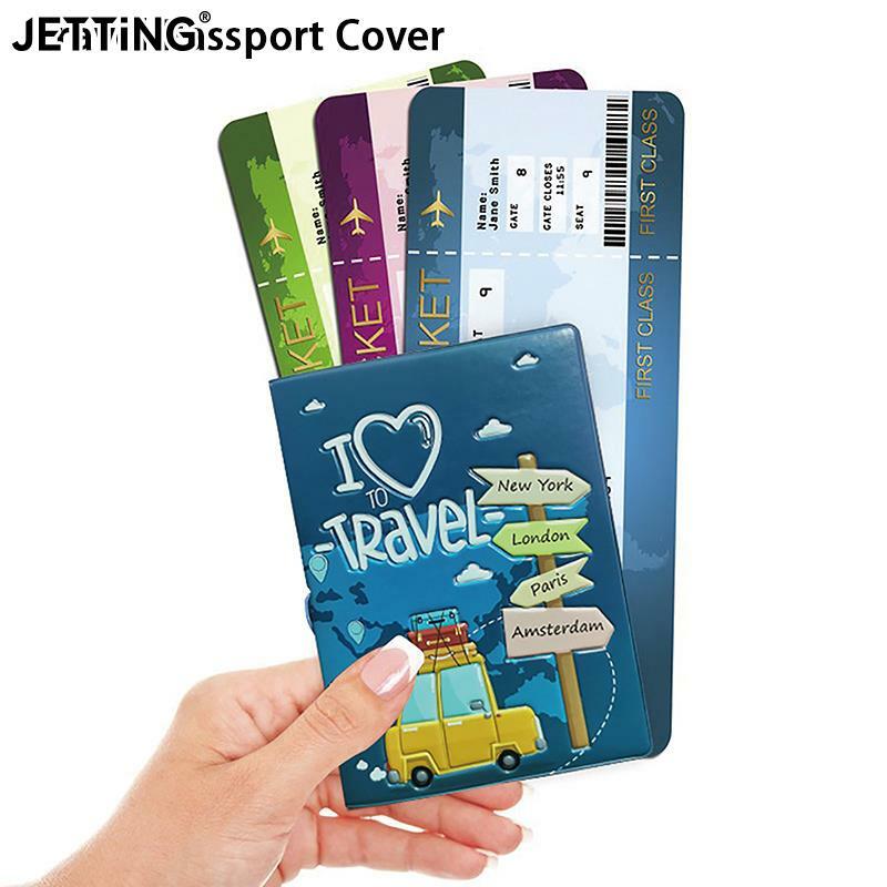 Impressão 3D Titular passaporte de couro para homens, bonito carteira de identificação, capa de passaporte de viagem, suportes de identificação, PVC, novos acessórios