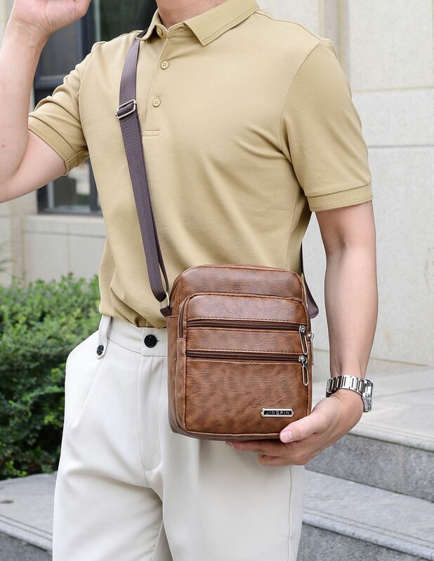 Sacos de ombro de couro PU masculino, bolsa de viagem, bolsa de grande capacidade, mensageiro, embreagem casual