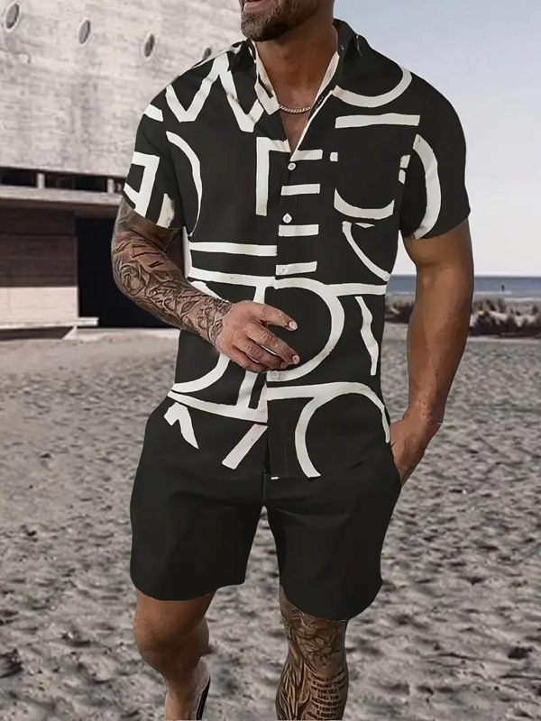 Herren hemd setzt 3d gedruckt Retro Blumen Kurzarm lässig übergroße Strands horts Sommer Streetwear Hawaii Anzüge Kleidung