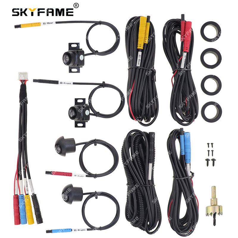 SKYFAME-Adaptador de arnés de cableado para coche, decodificador de Radio Android, cableado de potencia para cámara panorámica de 360 grados, 16 pines