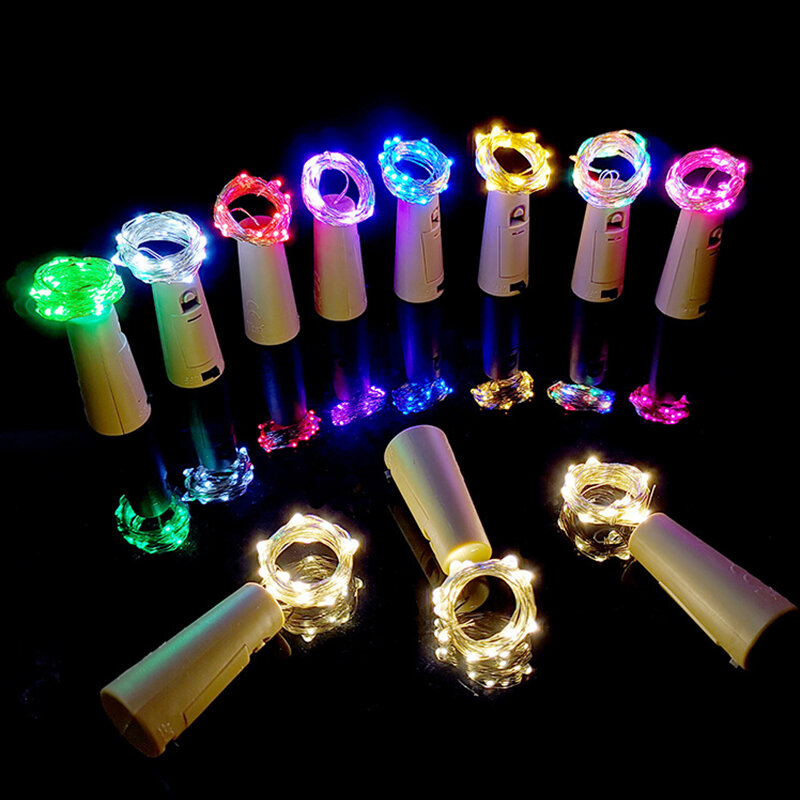 Holiday Fairy Light LED Cork Wine Bottle Copper Wire String Lights for Wedding Party Christmas Garland Home Decor AG13 Battery