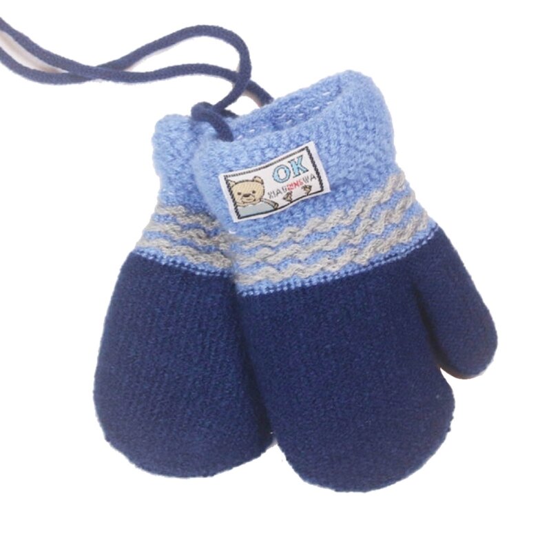 Manoplas tejidas para bebés, guantes para exteriores para niños pequeños con cuerda larga para 1-3 años