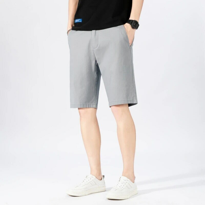Summer New Fashion Solid Color Shorts Single Button Cotton Thin Section Five Pants Casual Business Big Yards Men's