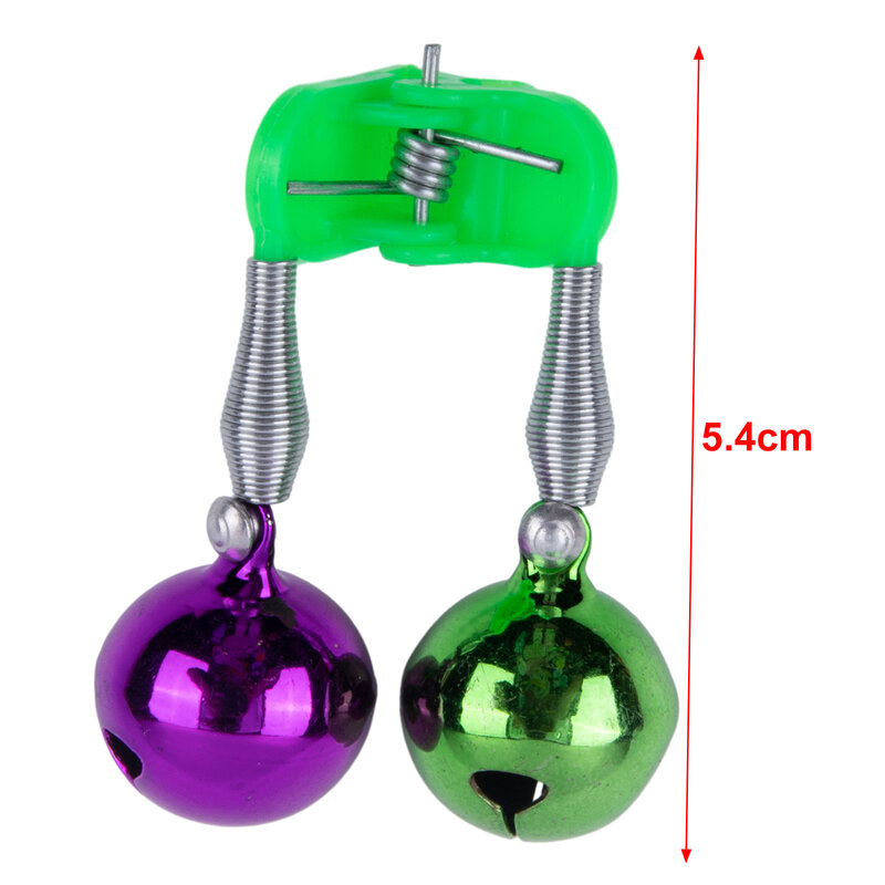 Alarm wędkarski bliźniacze dzwonki na wędkę Alarm na przynętę dzwoniące części wargi na żyłce dzwonek wędkarski zielony fioletowy wędkowanie