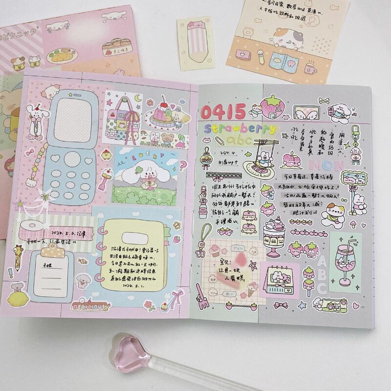 WAKAWAKA Scrapbook Material Note Paper Multifold Notes 50sheets Kawaii Stationery Memo Pads Accessory Offices Decorative Book