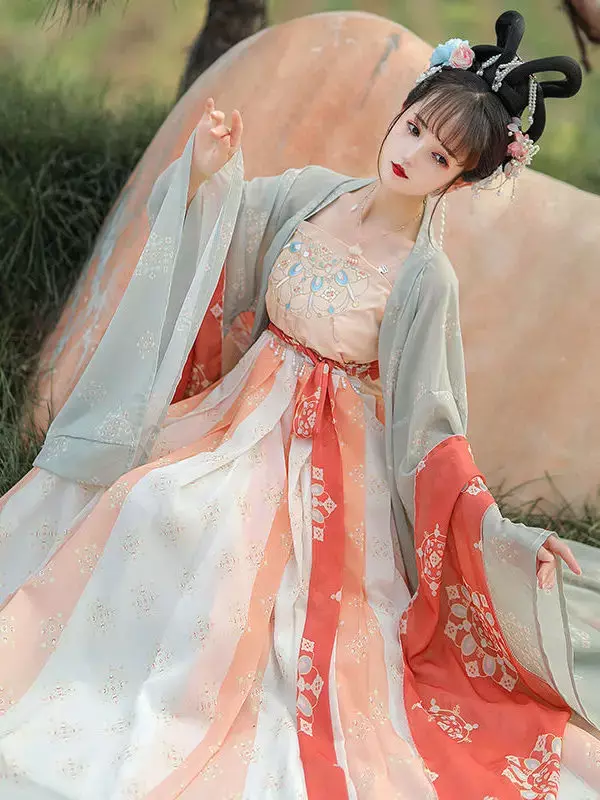 고대 중국 코스튬 요정 한푸 원피스, 우아한 전통 중국 당나라 세트 소녀, 고귀한 공주 코스튬 민속 무용