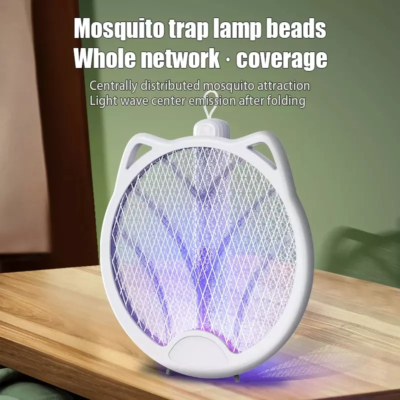 Éliminateur de moustiques électrique portable, design pliant quatre en un, chargement USB, 3200V