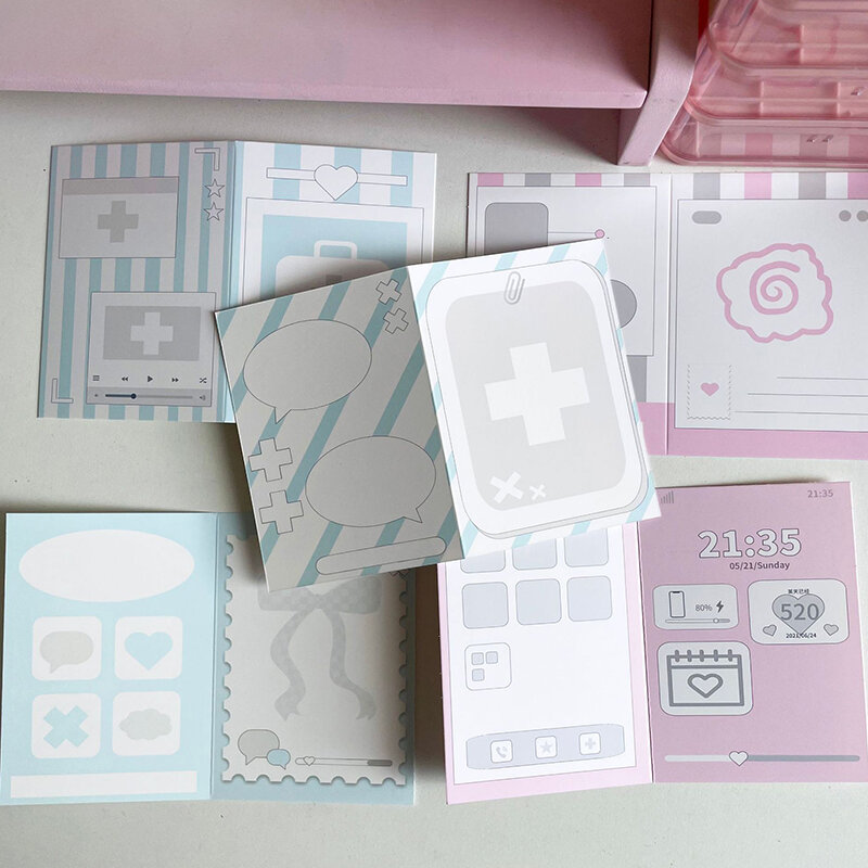 Confezione di piccole carte coreane da 10 pezzi Fold Ins Card Output carta di protezione in cartone biglietto di auguri coreano Fold Card materiale cartaceo
