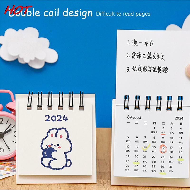 Календарь Настольный Простой в стиле Ins на 2024 год, для учеников, с милыми мультяшными собаками, кроликами