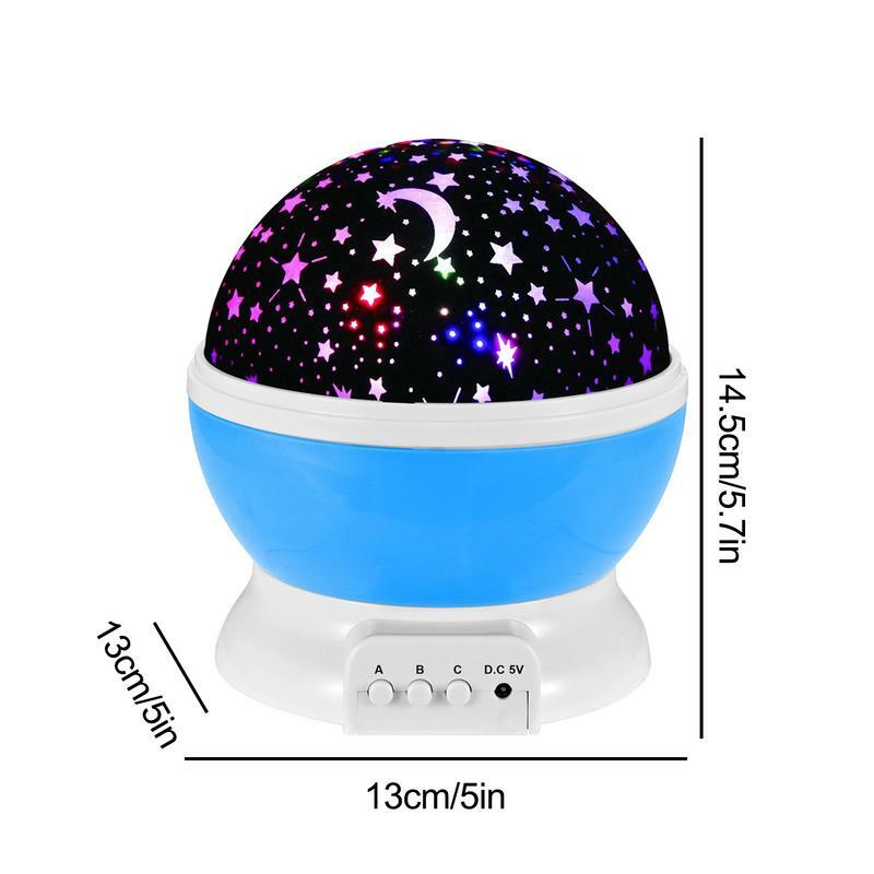 Projetor estrela rotativo com cabo USB, luz noturna LED, lâmpada de mesa, projeção para crianças, quarto, decoração de festa, criança